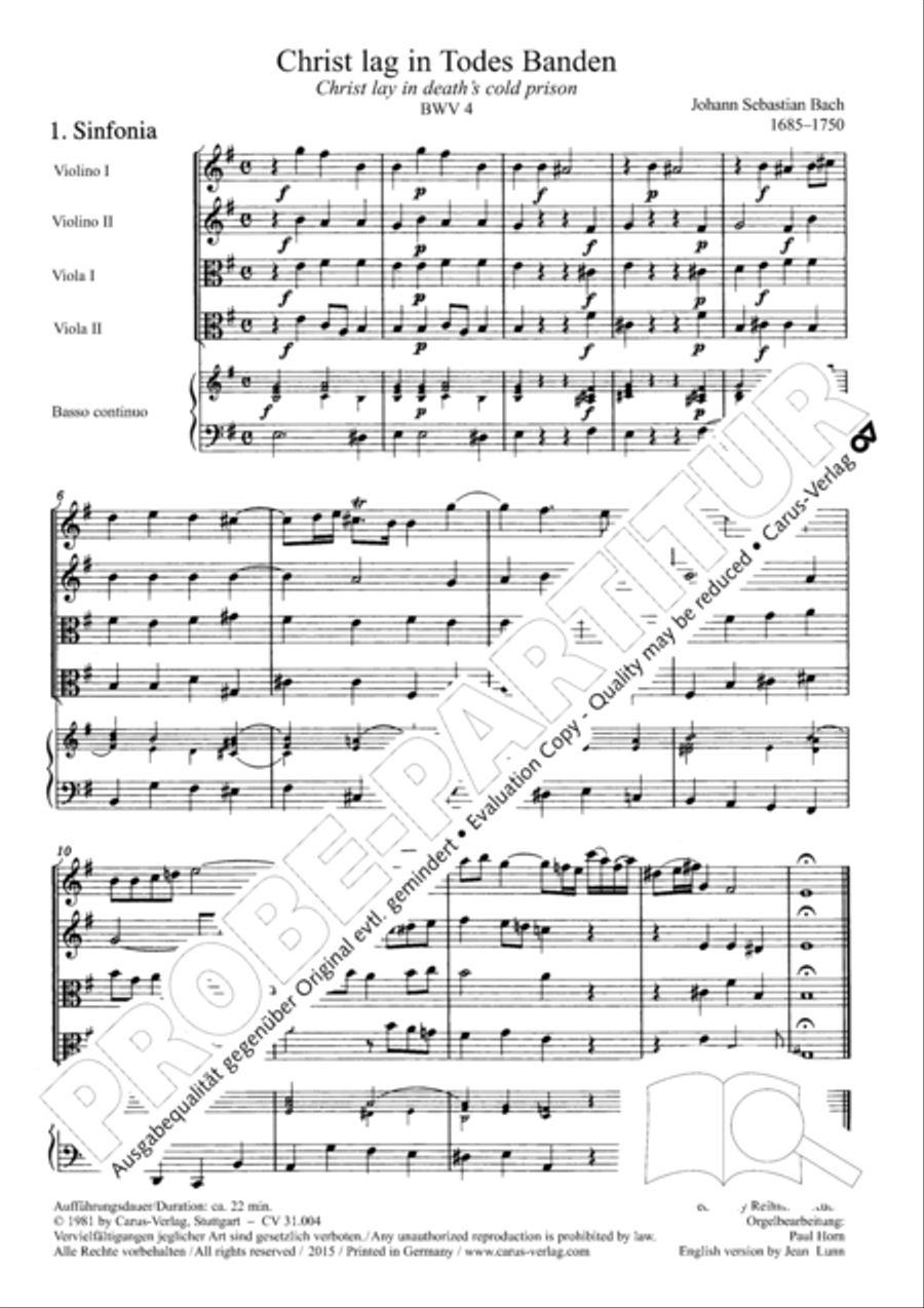 Christ lay in death's cold prison (Christ lag in Todesbanden) 4-Part scores gallery preview page 6