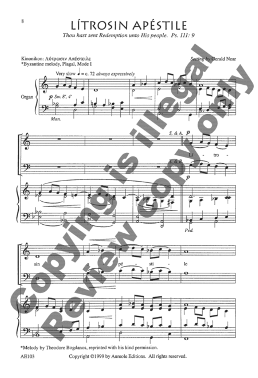 Two Communion Hymns From the Byzantine Liturgy, Set 2 4-Part scores gallery preview page 8