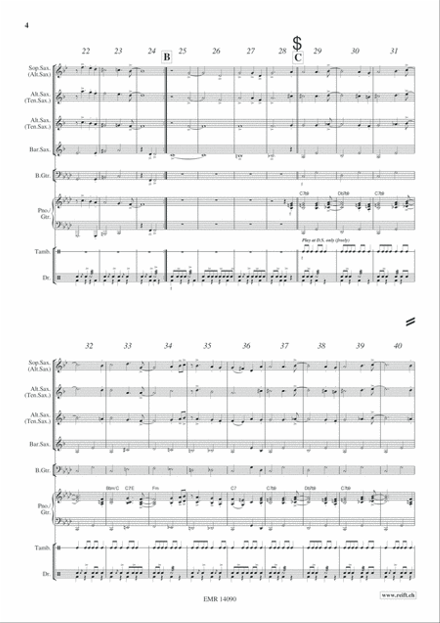 King's Blues March Saxophone Quartet scores gallery preview page 5