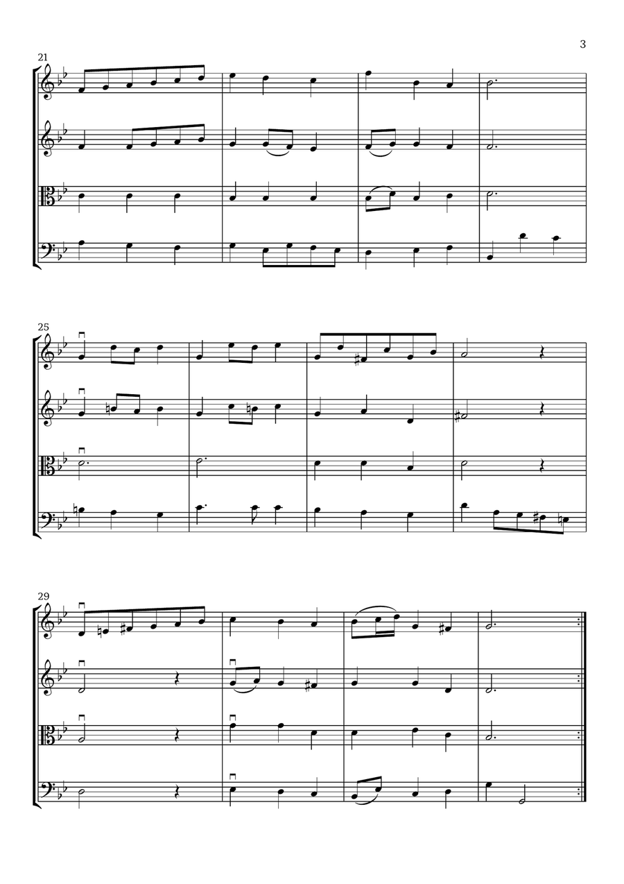 Minuet in G minor, BWV Anh. 115 (String Quartet) - J. S. Bach String Quartet scores gallery preview page 3