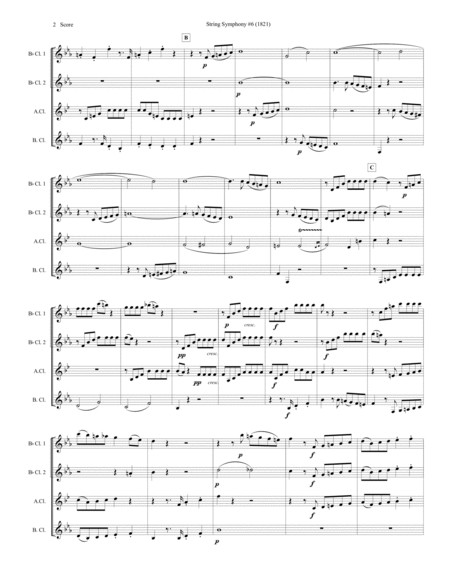 String Symphony #6 set for Clarinet Quartet image number null