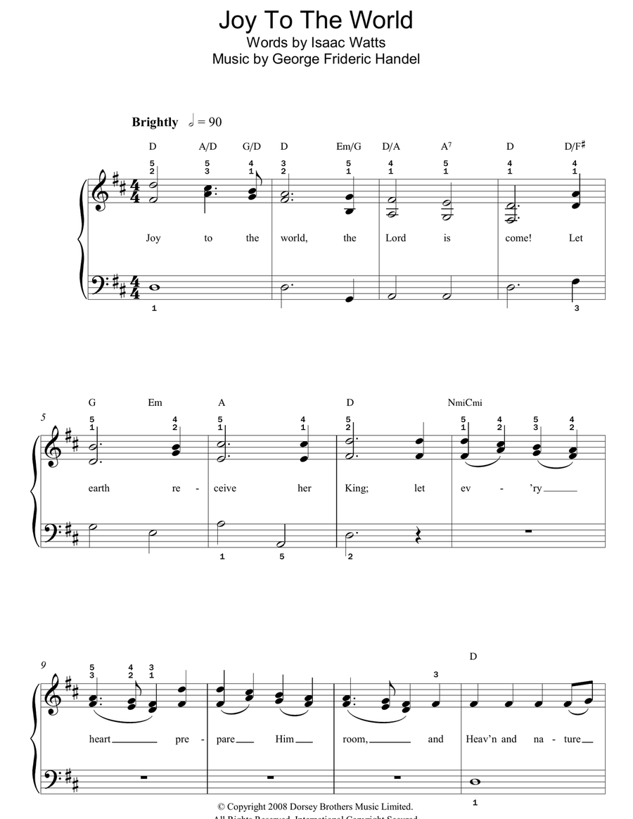 Joy To The World Easy Piano scores gallery preview page 1