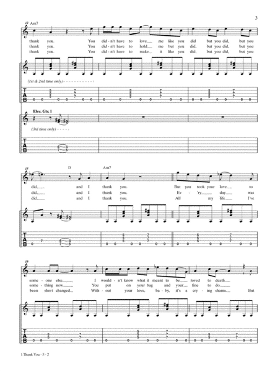 I Thank You Guitar Tablature scores gallery preview page 2