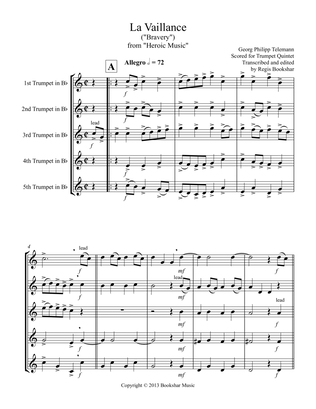 La Vaillance (from "Heroic Music") (Bb) (Trumpet Quintet)
