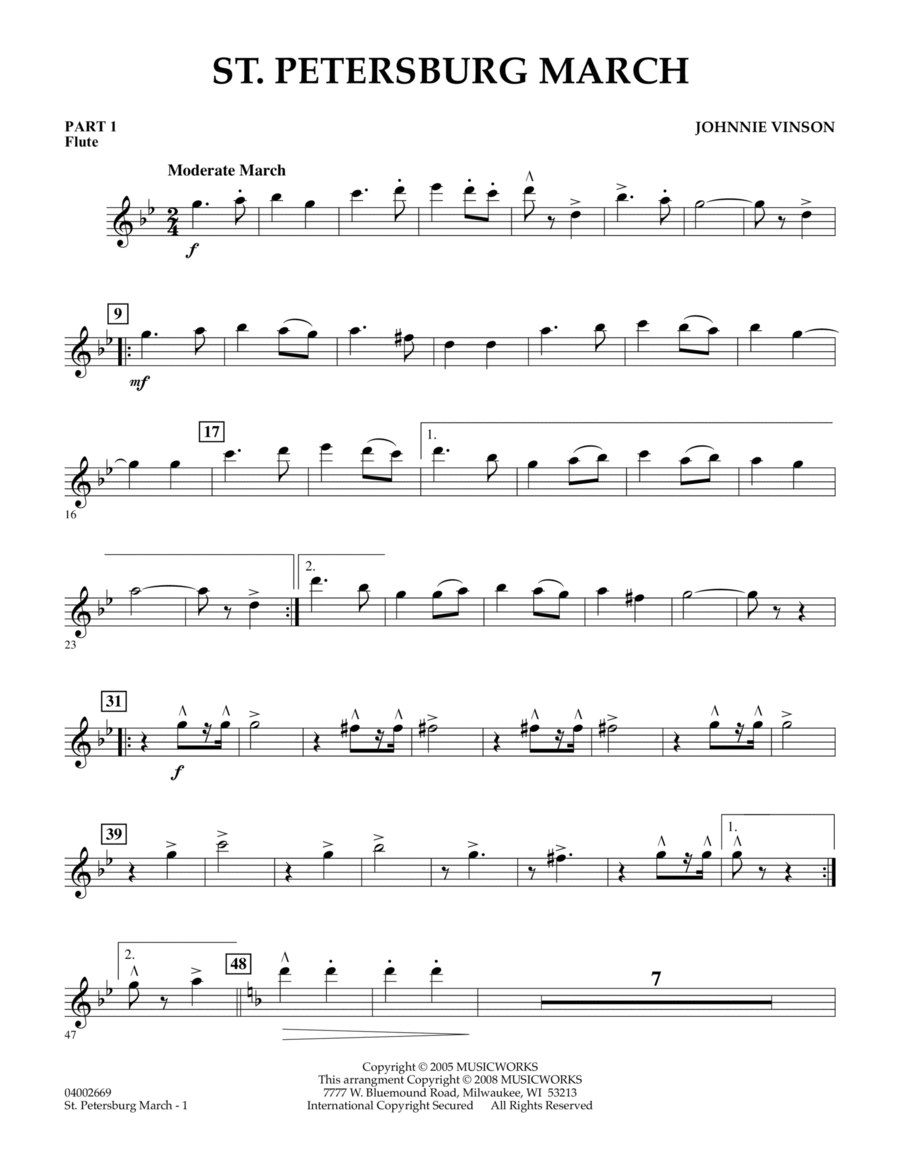 St. Petersburg March - Pt.1 - Flute Concert Band scores gallery preview page 1