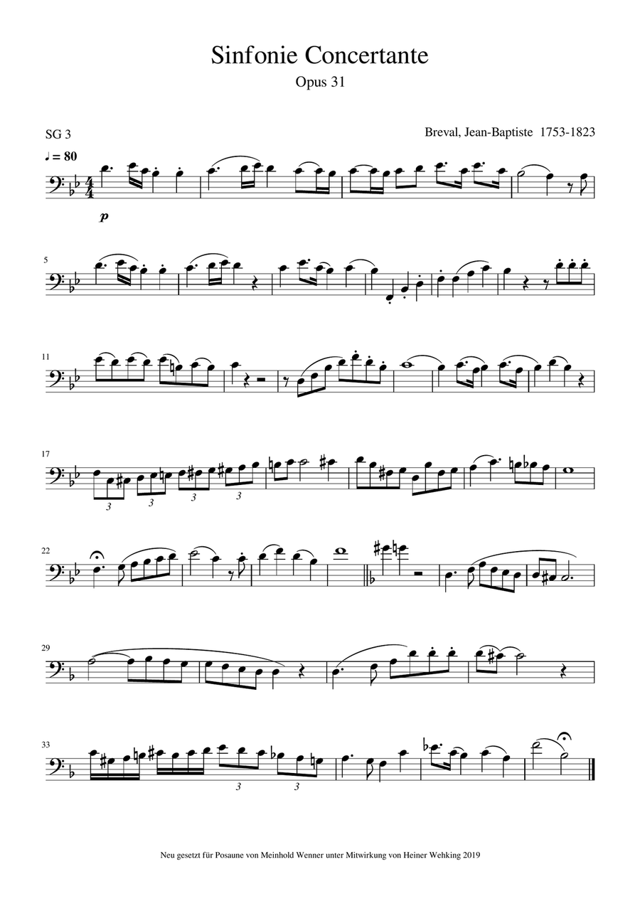 Trombone Solo Posaune Pieces Komponist born 1740-1753 - 9 Pieces Trombone Solo Posaune Soli Stüc Trombone Solo scores gallery preview page 5
