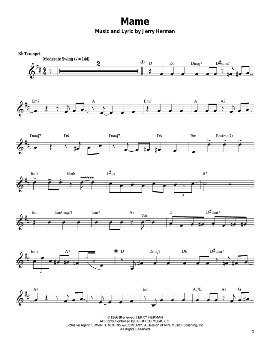 Mame Trumpet scores gallery preview page 1