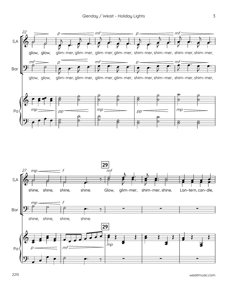 Holiday Lights for three-part chorus and piano 3-Part scores gallery preview page 3