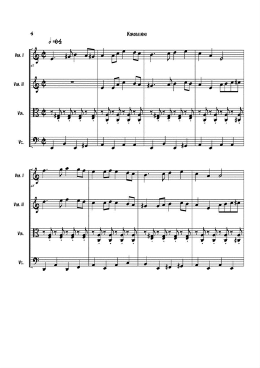Korobeiniki (Tetris Theme) String Quartet scores gallery preview page 4