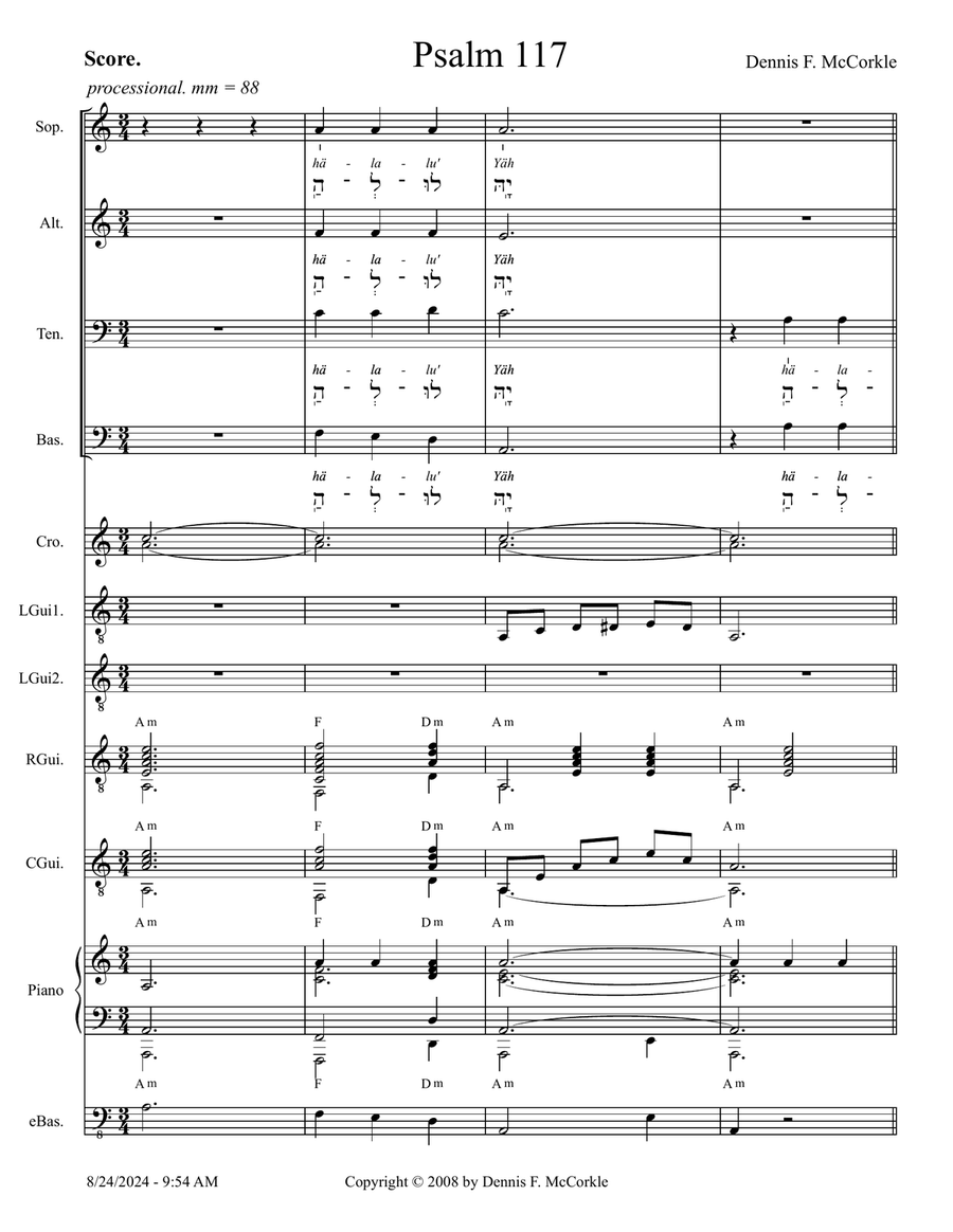 Psalm 117 - Score Only Small Ensemble scores gallery preview page 1