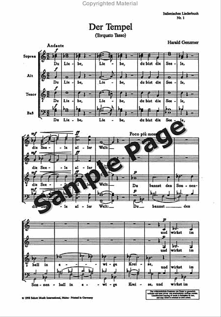 Italienisches Liederbuch 1 Ssatbb 4-Part scores gallery preview page 4