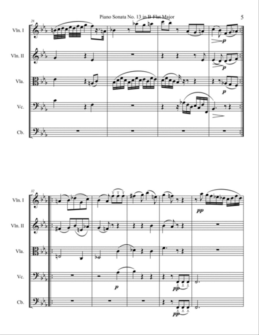 Piano Sonata No. 13, Movement 2 String Orchestra scores gallery preview page 5