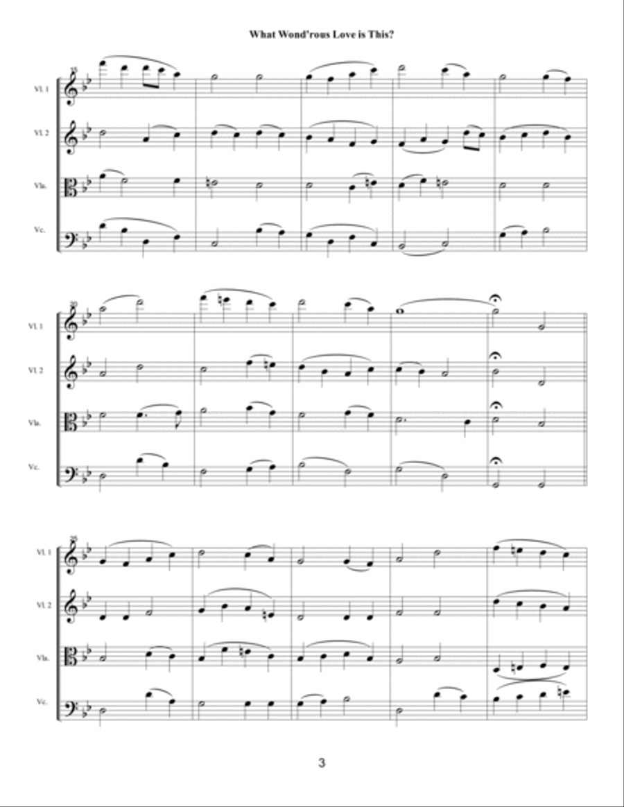 What Wond'rous Love Is This? String Quartet scores gallery preview page 3