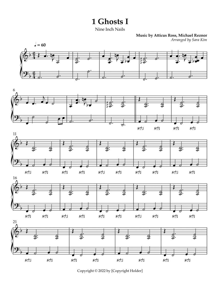 Ghosts I 1 Ghosts I 1 Piano, Vocal, Guitar scores gallery preview page 1