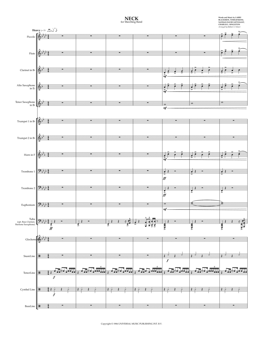 Talkin' Out Of The Side Of Your Neck Marching Band scores gallery preview page 1