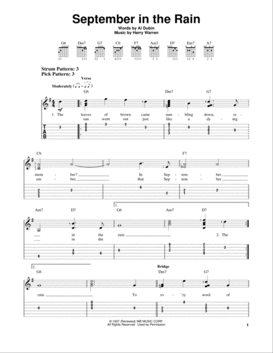 September In The Rain September In The Rain Electric Guitar scores gallery preview page 1