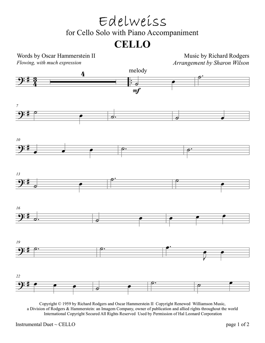 Edelweiss Piano scores gallery preview page 1