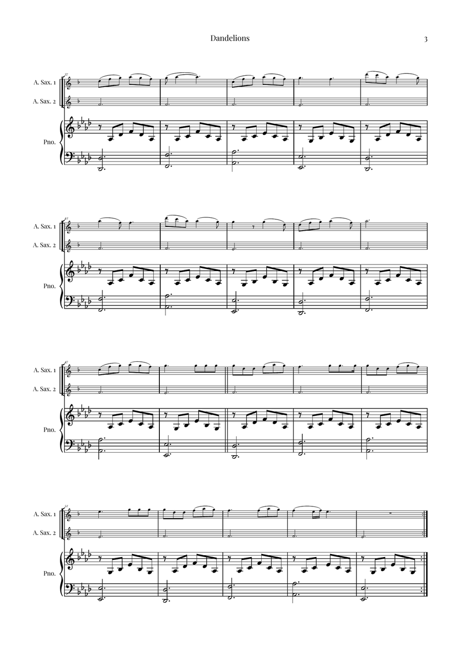 Dandelions Woodwind Duet scores gallery preview page 3