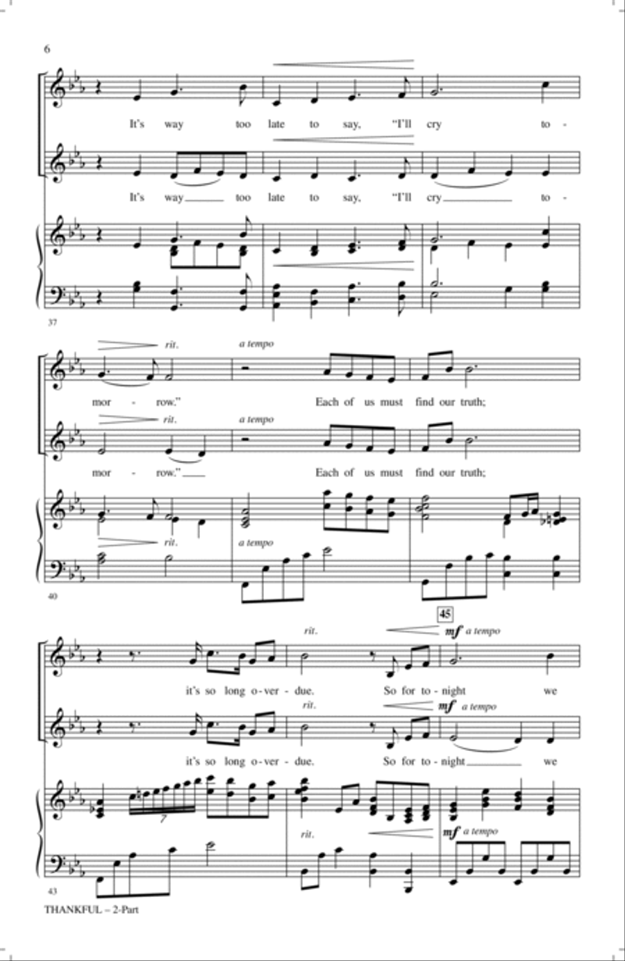 Thankful (arr. Mark Hayes) 2-Part scores gallery preview page 5