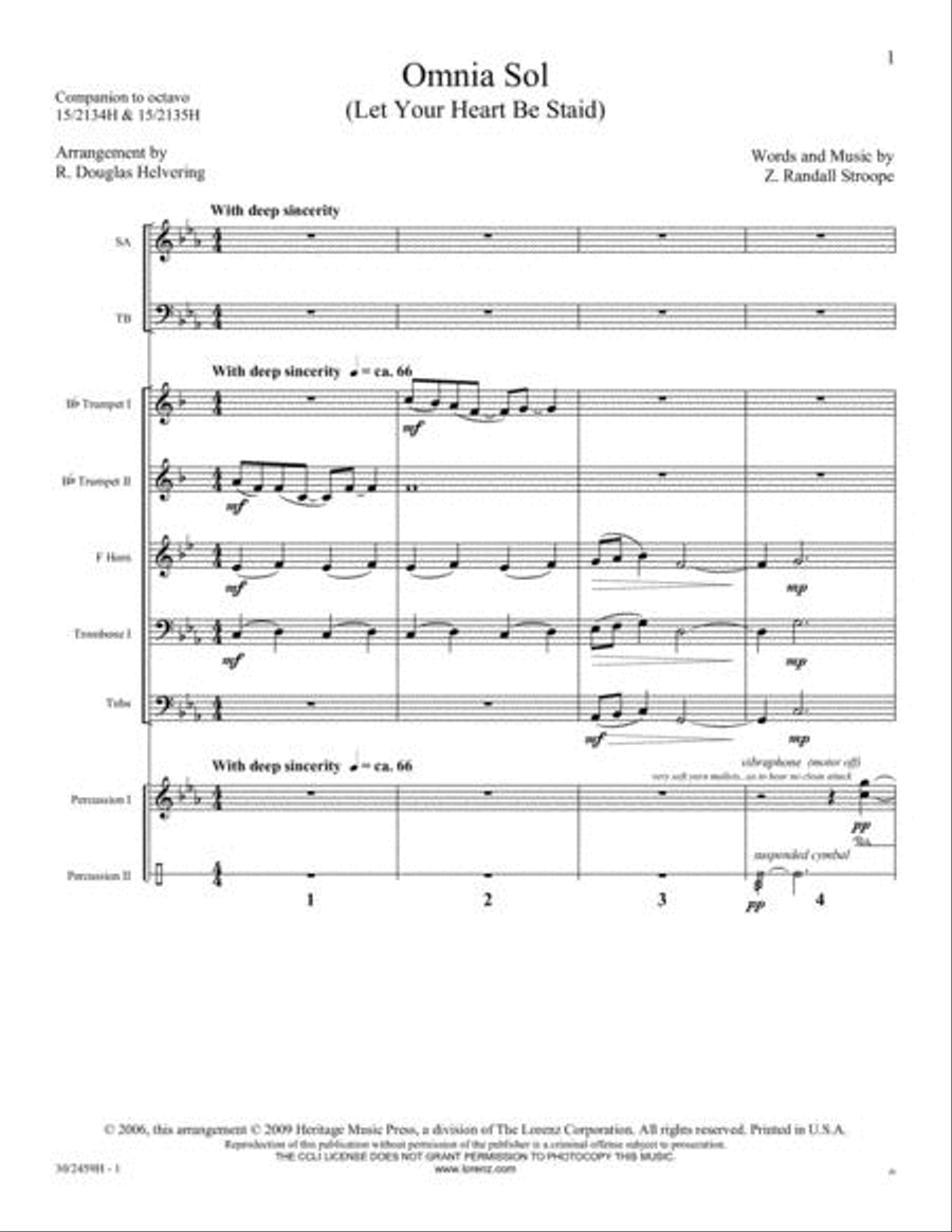 Omnia Sol - Brass and Percussion Score and Parts Horn scores gallery preview page 2