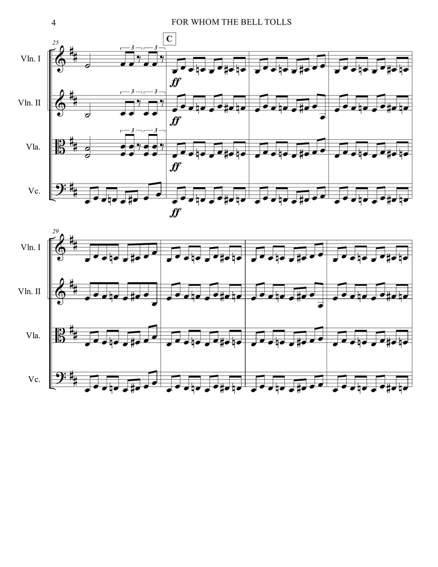 For Whom The Bell Tolls String Quartet scores gallery preview page 4
