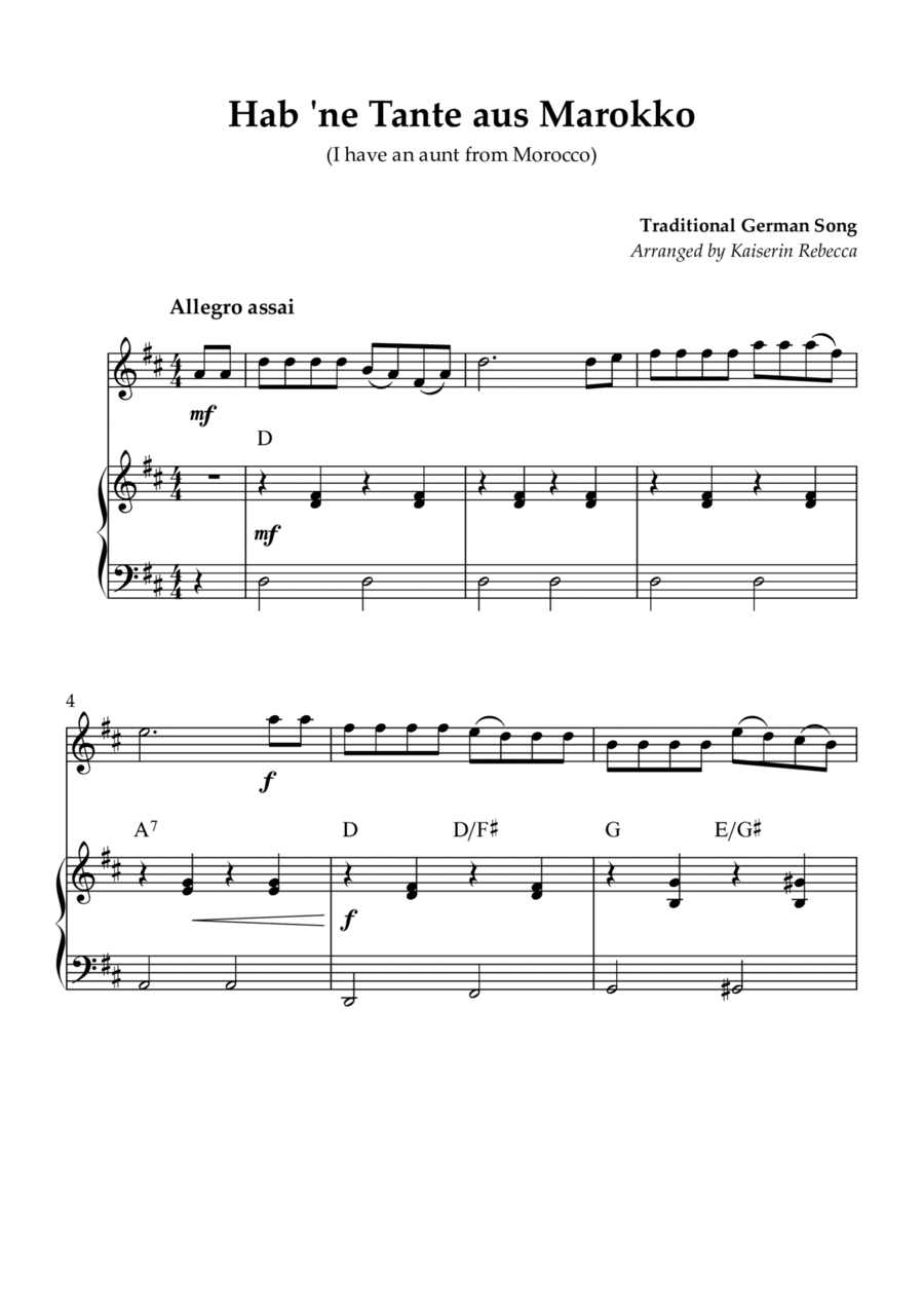 Hab 'ne Tante aus Marokko (I have an aunt from Morocco) Violin Solo scores gallery preview page 1