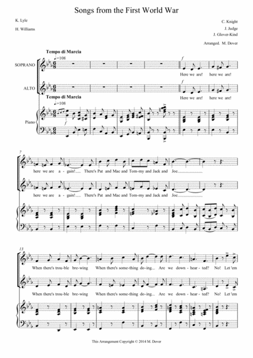 Songs from the First World War - Medley - SA - 2 part Choir image number null