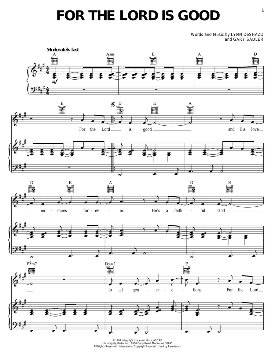 For The Lord Is Good For The Lord Is Good Guitar scores gallery preview page 1