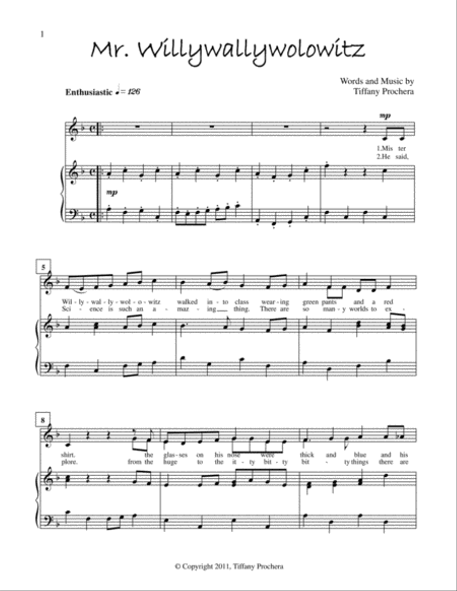 Mr. Willywallywolowitz - from Bad Moods And Seven Other Super Reasons to Sing A Silly Song Voice Solo scores gallery preview page 2