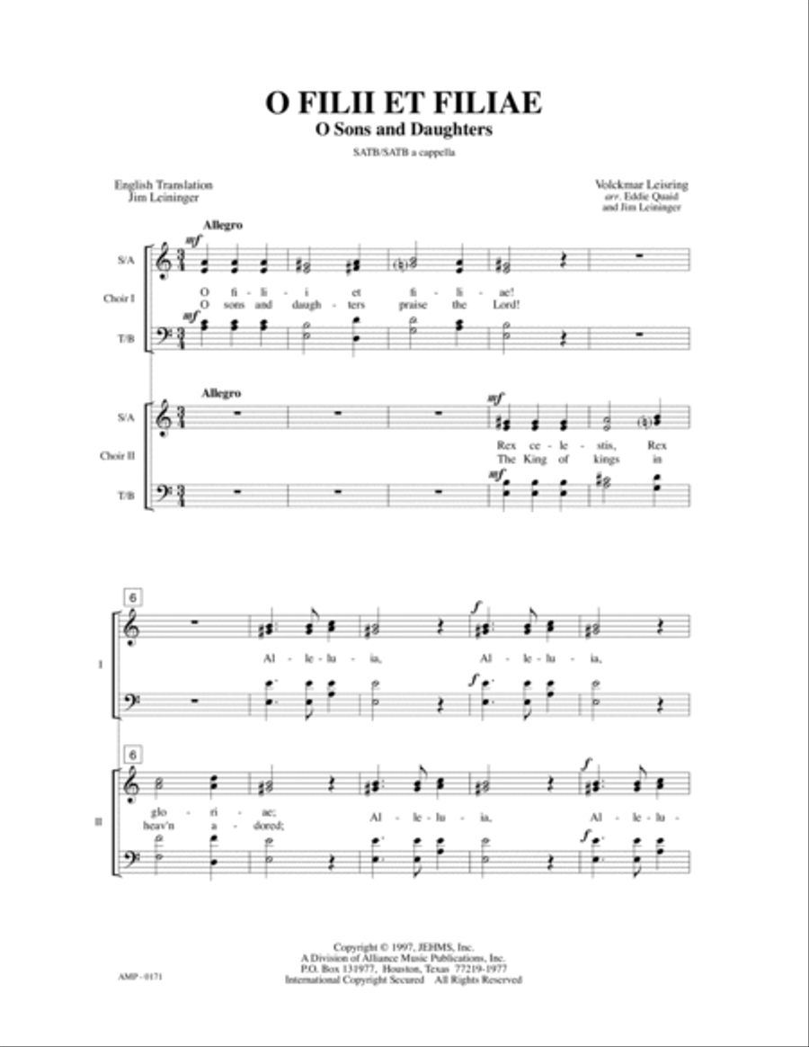 O Filii et Filiae 4-Part scores gallery preview page 5