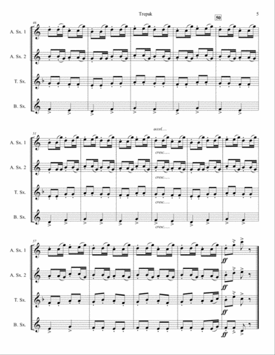 Trepak from The Nutcracker Suite for Saxophone Quartet (SATB or AATB) Saxophone Quartet scores gallery preview page 5