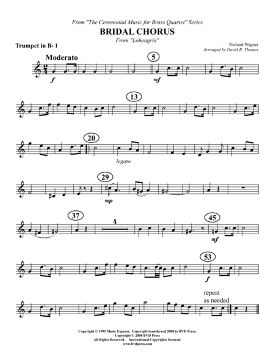 Bridal Chorus Brass Quartet scores gallery preview page 2