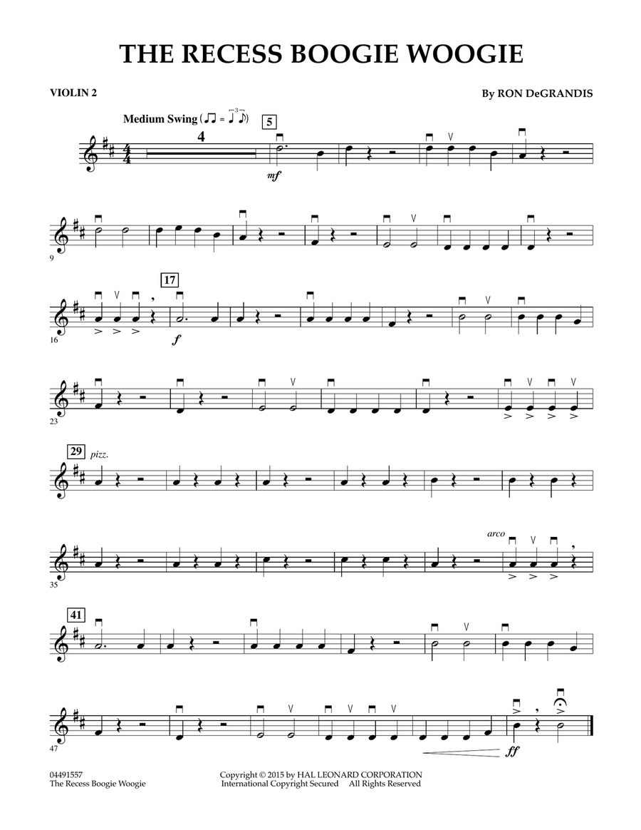 The Recess Boogie Woogie - Violin 2 Orchestra scores gallery preview page 1