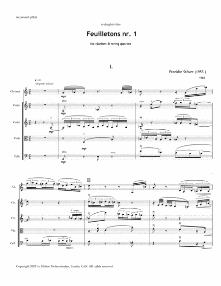 Feuilletons nr. 1, for clarinet & strings image number null