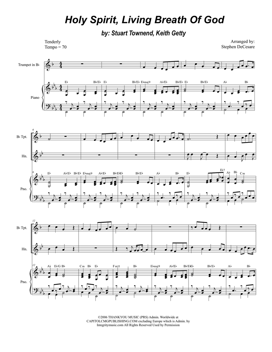 Holy Spirit, Living Breath Of God Brass Duet scores gallery preview page 1