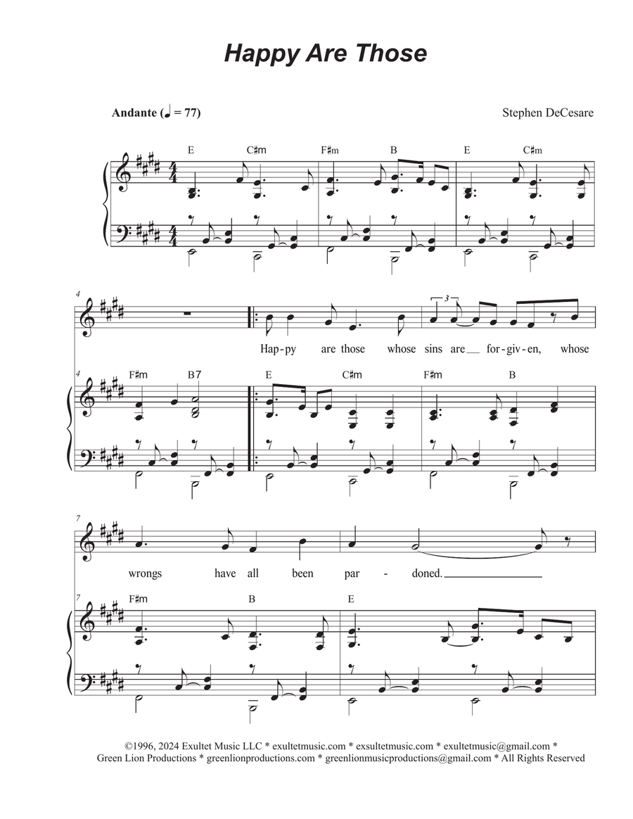 Happy Are Those (Vocal solo) Piano, Vocal scores gallery preview page 1