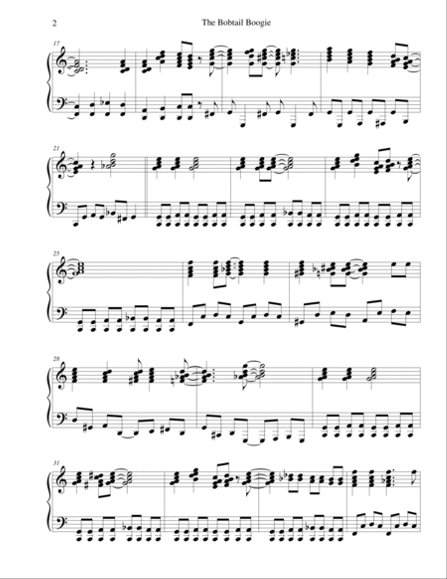 The Bobtail Boogie (a lively boogie version of Jingle Bells) - for piano Piano Solo scores gallery preview page 2