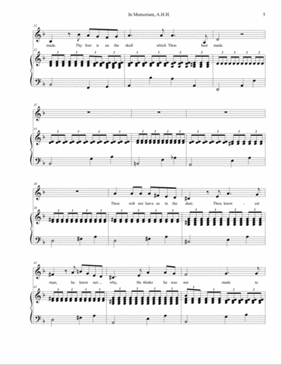 Song Cycle In Memoriam, A.H.H - for Baritone - LeGrand