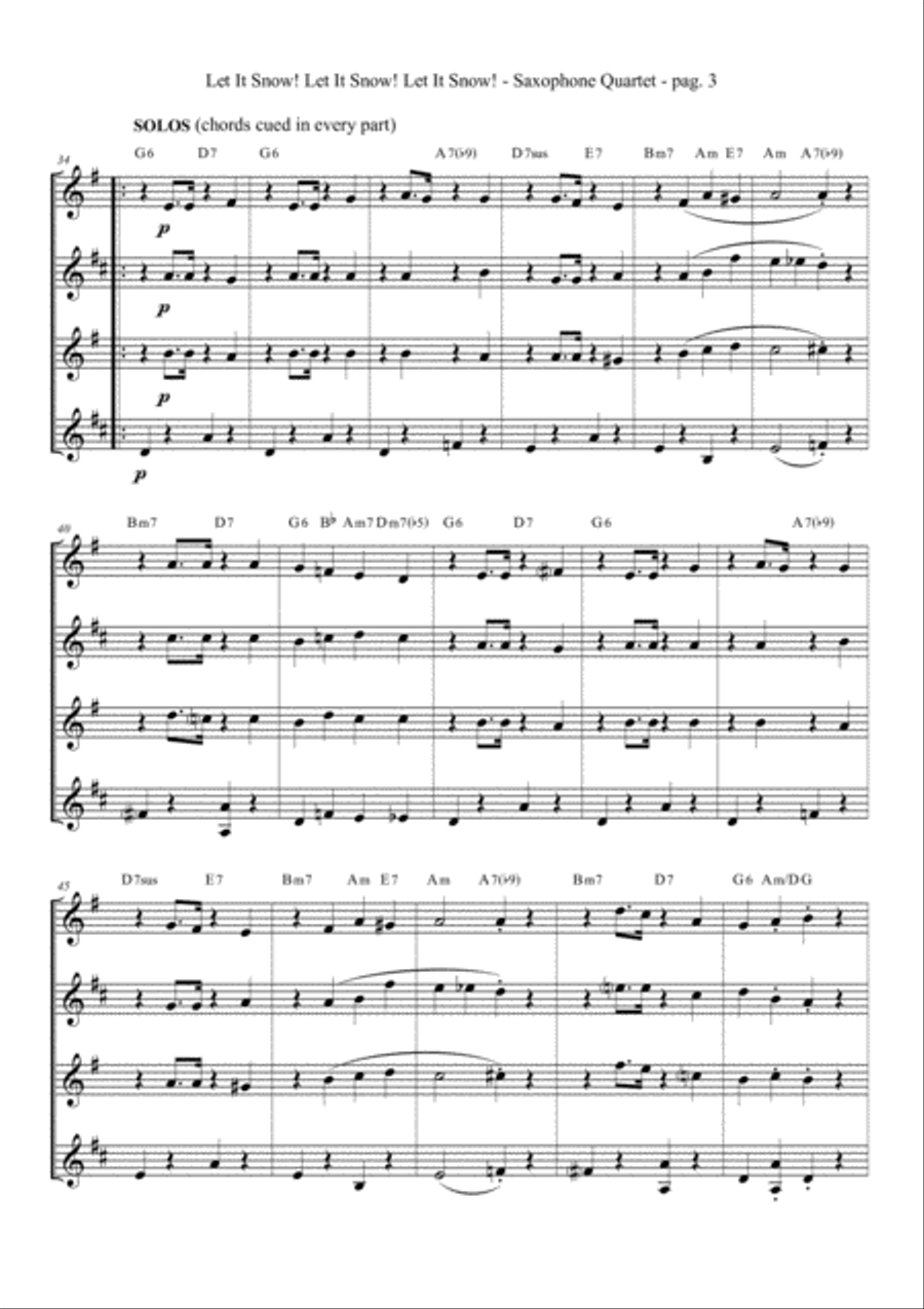 Let It Snow! Let It Snow! Let It Snow! Saxophone Quartet scores gallery preview page 5