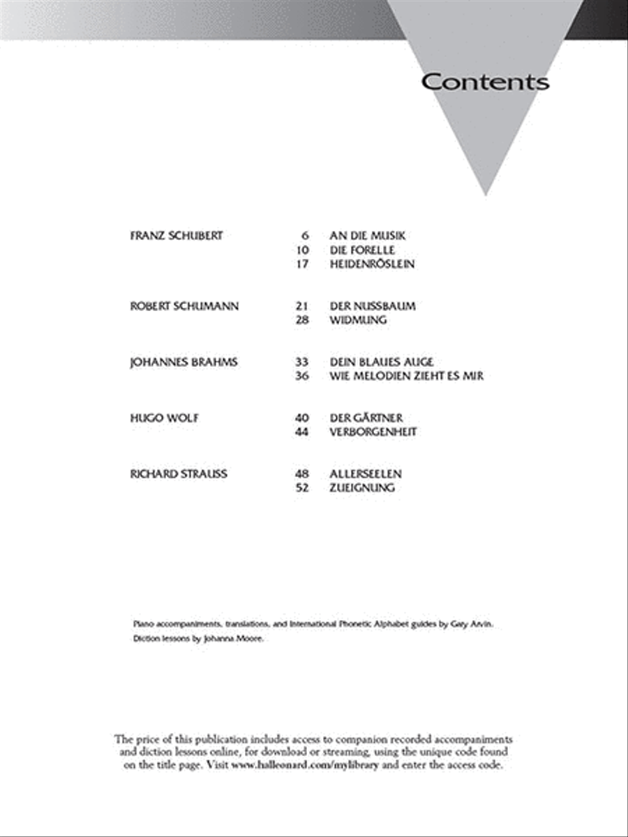 Favorite German Art Songs: Low Voice - Book/Online Audio Low Voice scores gallery preview page 2