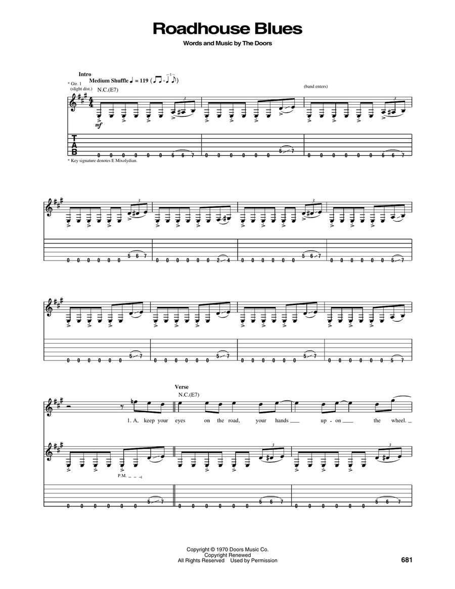 Roadhouse Blues Electric Guitar scores gallery preview page 1