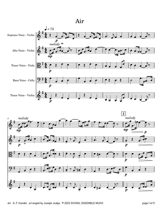 Air by Handel for String Quartet in Schools