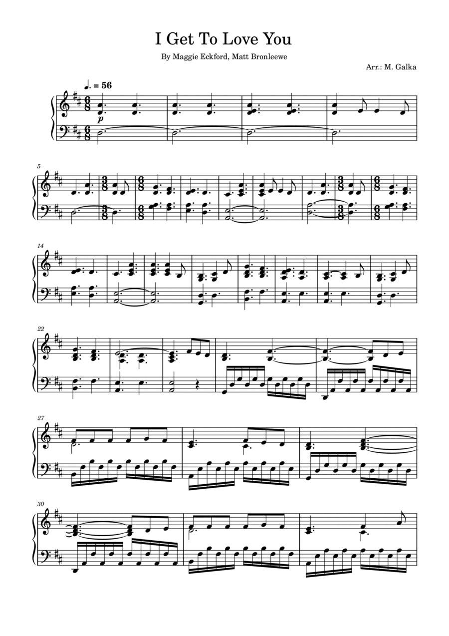I Get To Love You Piano Solo scores gallery preview page 1