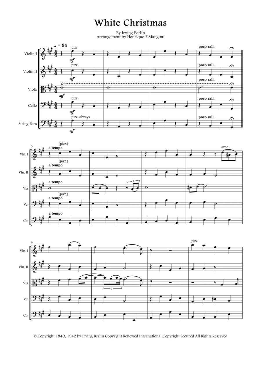 White Christmas String Quintet scores gallery preview page 1