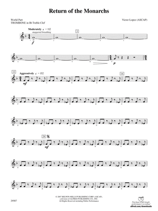 Return of the Monarchs: (wp) 1st B-flat Trombone T.C.