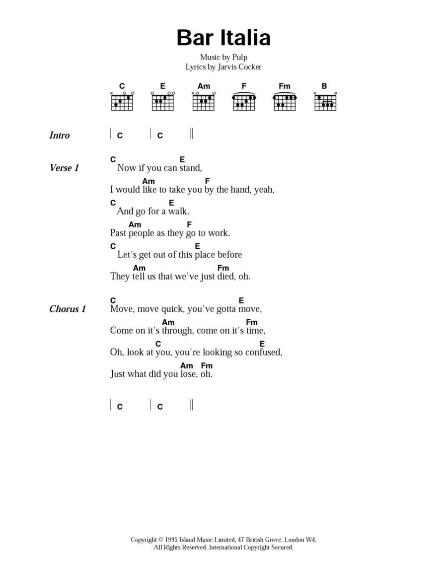 Bar Italia Acoustic Guitar scores gallery preview page 1