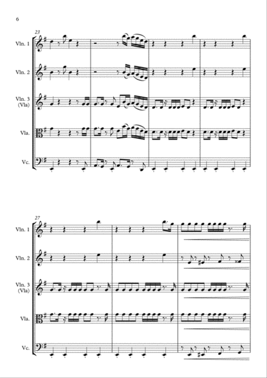 Uptown Funk String Quartet scores gallery preview page 6