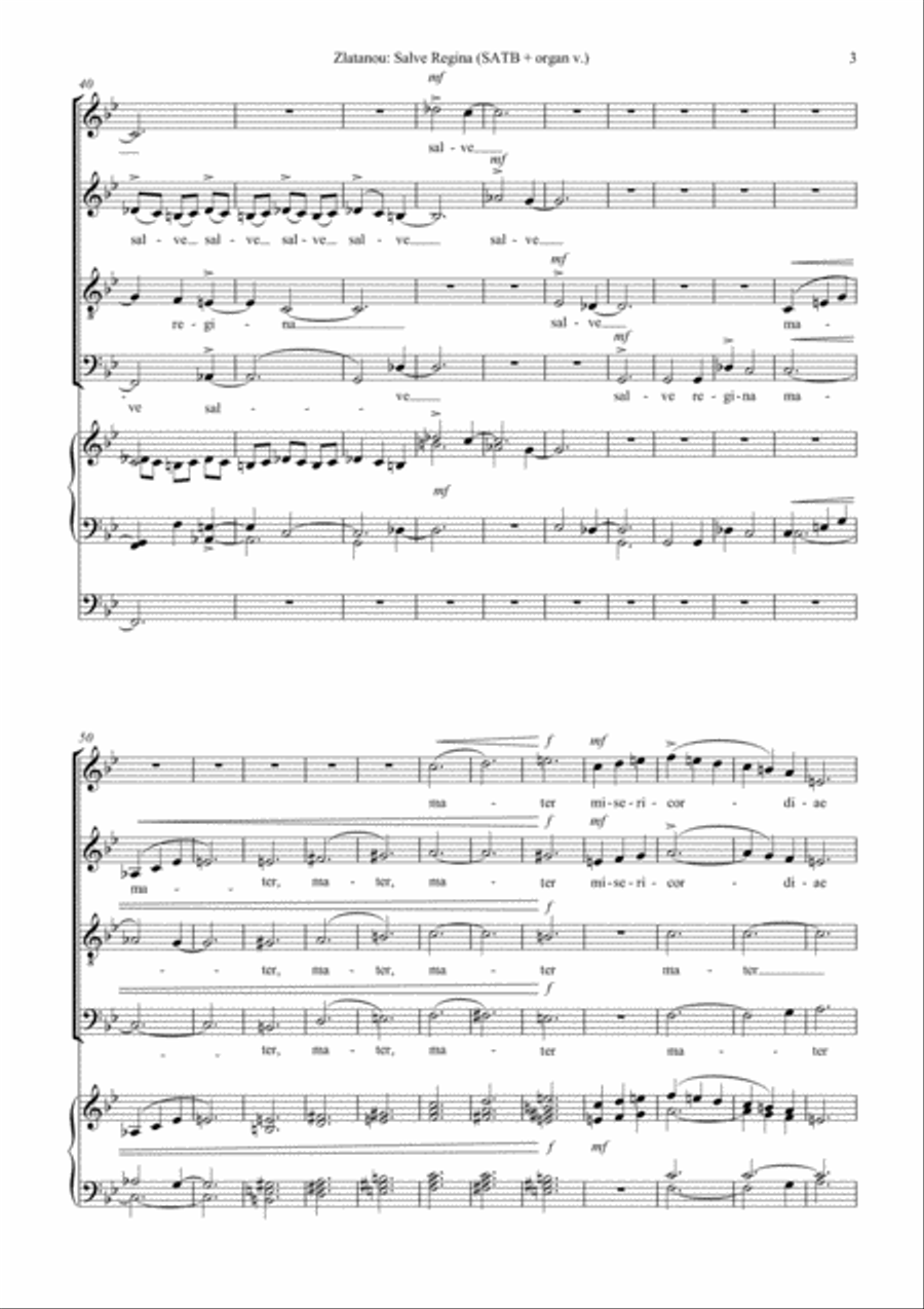 SALVE REGINA for SATB choir and organ 4-Part scores gallery preview page 5