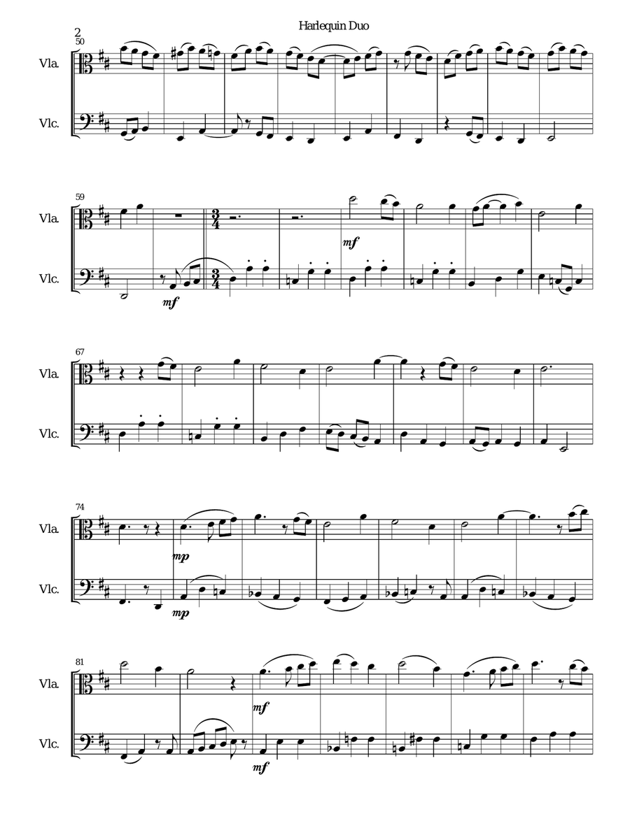 Harlequin Duo (Duetto d'Arlecchino) for viola and cello String Duet scores gallery preview page 2