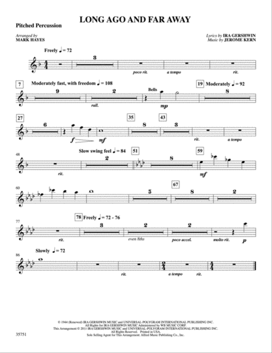 Long Ago and Far Away: Mallets Percussion scores gallery preview page 1